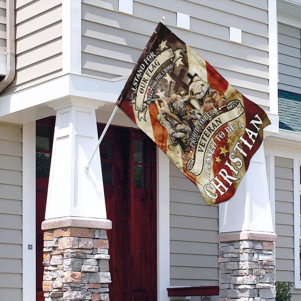 Proud To Be A Veteran Blessed To Be A Christian Religious Veteran Day Garden Flag