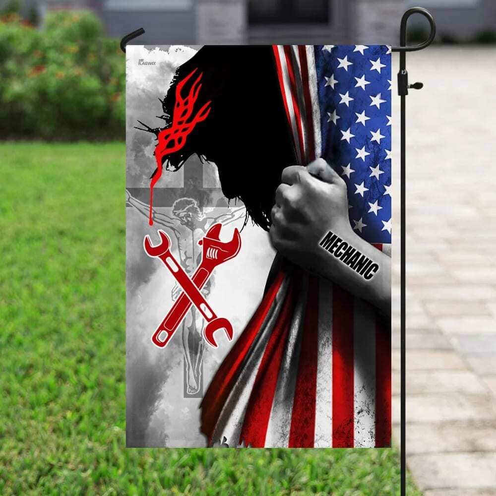 Proud Mechanic Jesus Christ Christian Religious Garden Flag Proud Mechanic Jesus Christ Christian Religious Garden Flag