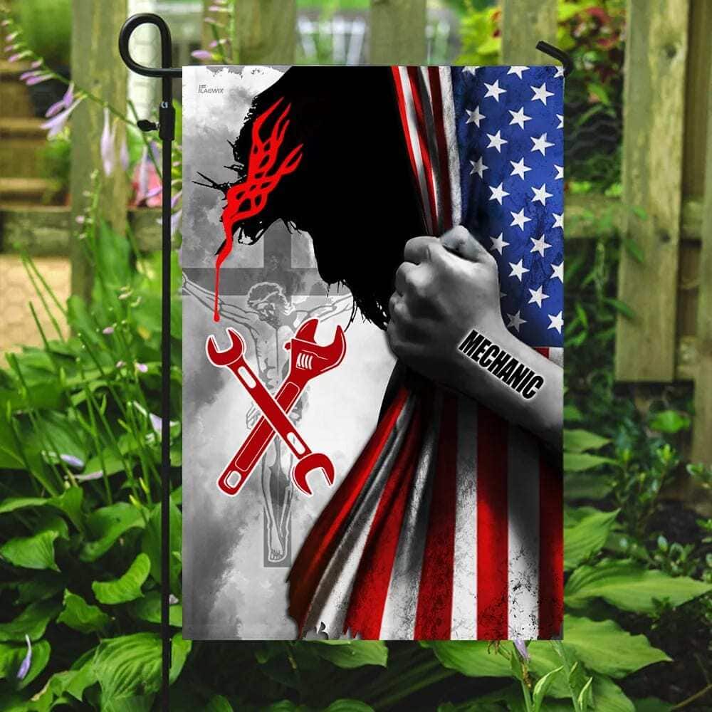 Proud Mechanic Jesus Christ Christian Religious Garden Flag Proud Mechanic Jesus Christ Christian Religious Garden Flag