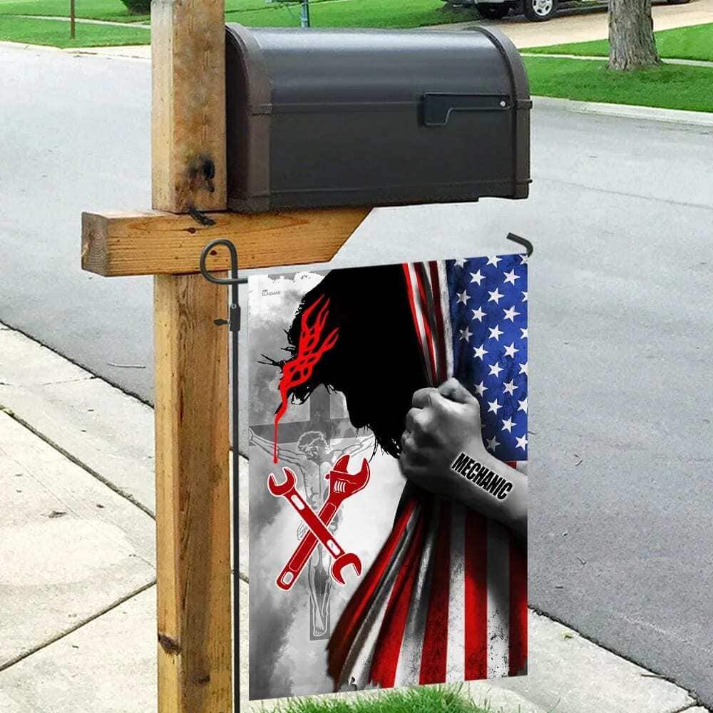 Proud Mechanic Jesus Christ Christian Religious Garden Flag Proud Mechanic Jesus Christ Christian Religious Garden Flag
