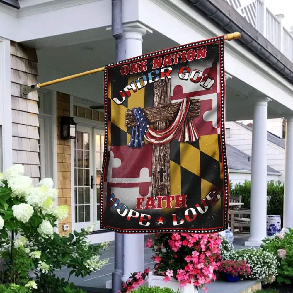 One Nation Under God Maryland Jesus Christian Religious Garden Flag