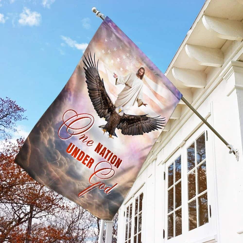 One Nation Under God Jesus Christian American Christian Religious Garden Flag