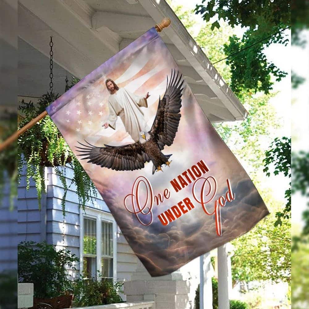 One Nation Under God Jesus Christian American Christian Religious Garden Flag