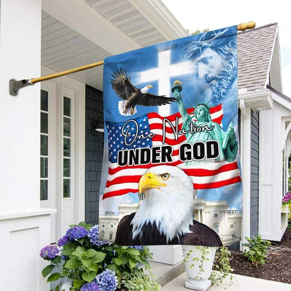 One Nation Under God Eagle American Christian Religious Garden Flag
