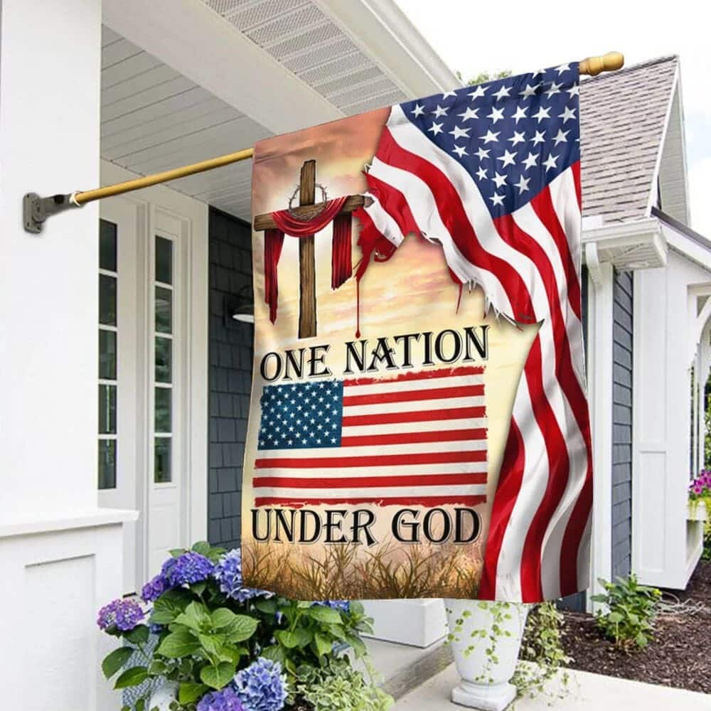 One Nation Under God Christian Cross American Christian Religious Garden Flag