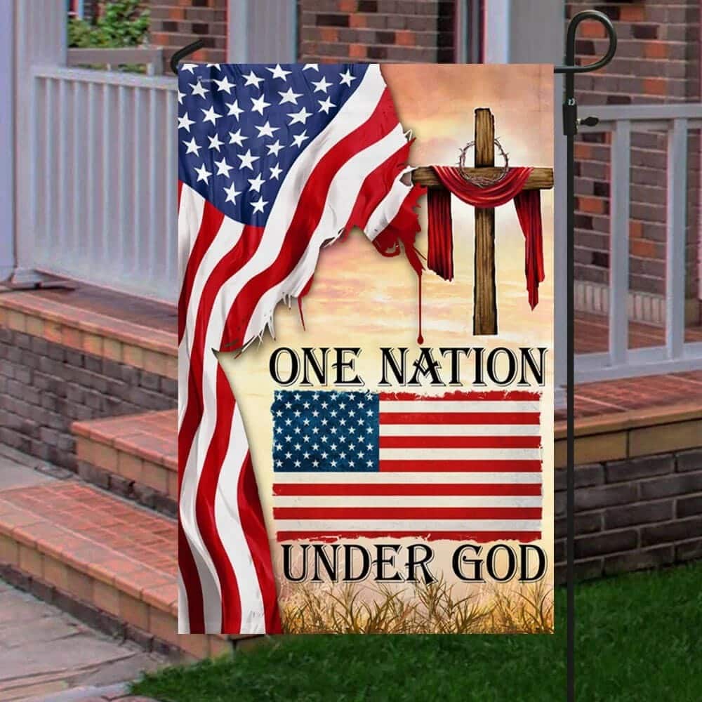 One Nation Under God Christian Cross American Christian Religious Garden Flag One Nation Under God Christian Cross American Christian Religious Garden Flag
