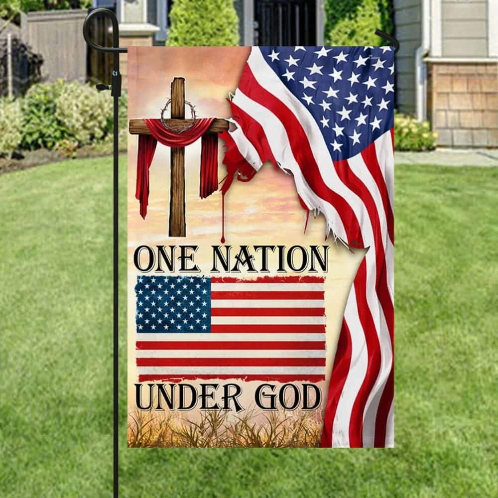 One Nation Under God Christian Cross American Christian Religious Garden Flag One Nation Under God Christian Cross American Christian Religious Garden Flag