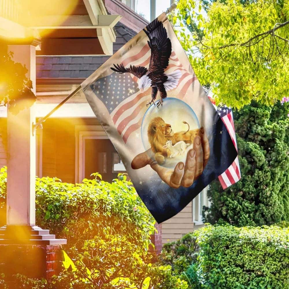 One Nation Under God American Eagle Jesus Christian Religious Garden Flag