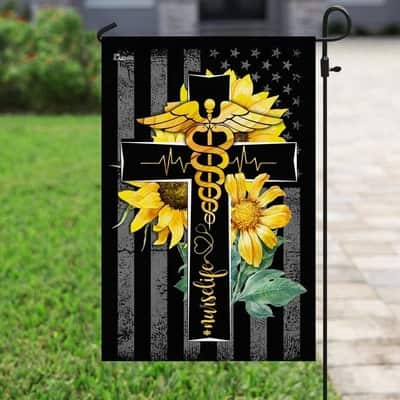 Nurse Life Sunflower Christian Cross Christian Religious Garden Flag