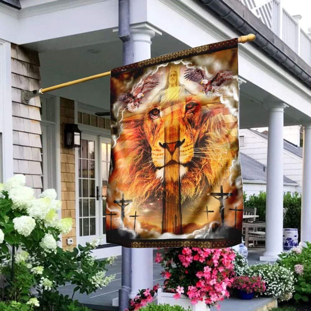 Lion Cross Jesus Christ Our Hope Christian Religious Garden Flag