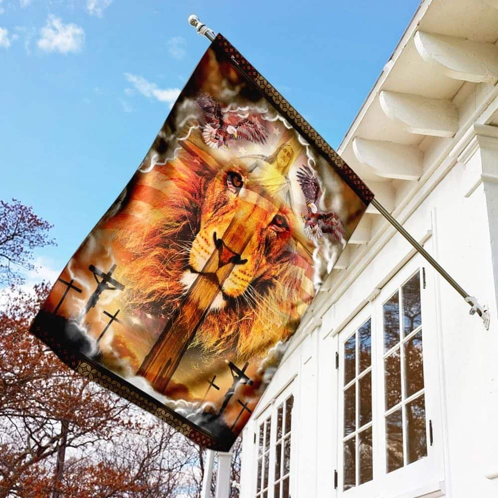 Lion Cross Jesus Christ Our Hope Christian Religious Garden Flag Lion Cross Jesus Christ Our Hope Christian Religious Garden Flag
