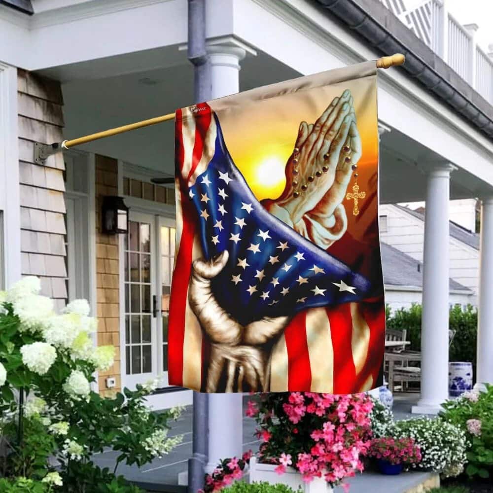 Jesus In America Patriot Christian Religious Garden Flag