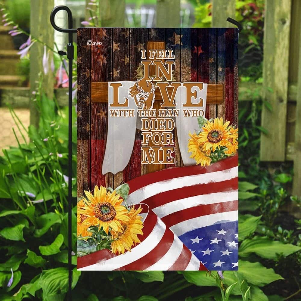 Jesus In Me Christian Religious Sunflower America US Flag Garden Flag