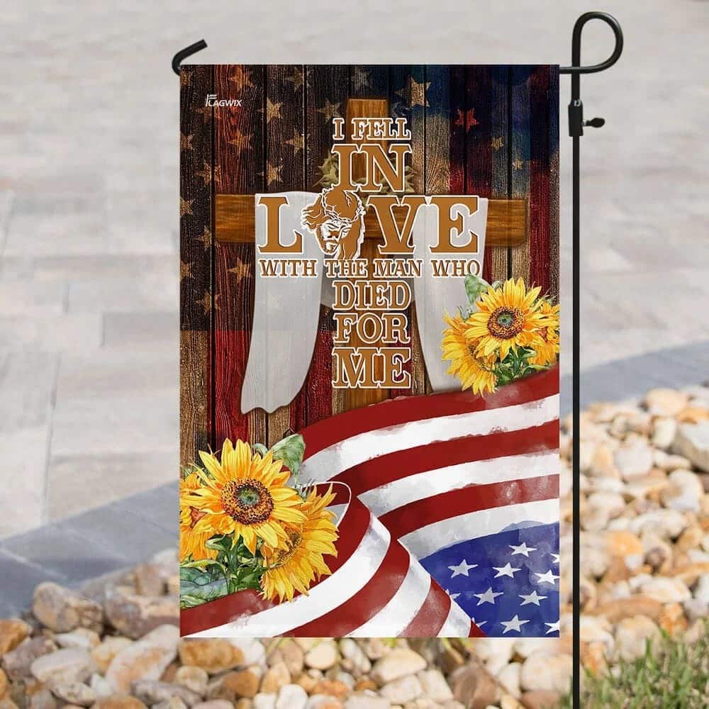 Jesus In Me Christian Religious Sunflower America US Flag Garden Flag