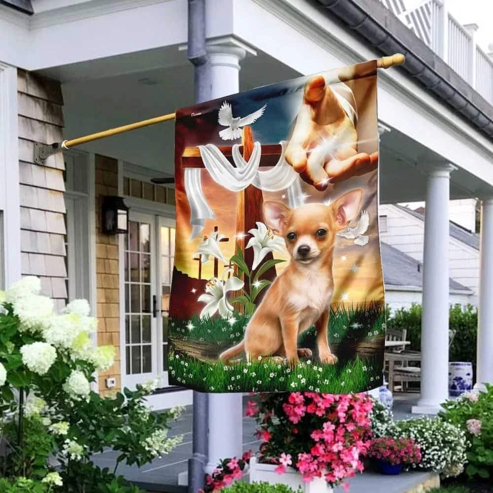 Jesus Is My Savior Chihuahua Is My Therapy Dog And Jesus Chihuahua Christian Religious Garden Flag