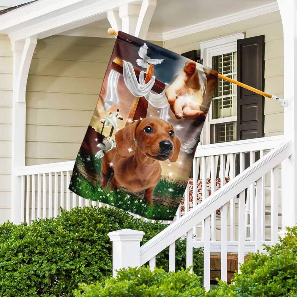 Jesus Is My Savior Dachshund Is My Therapy Christian Religious Garden Flag