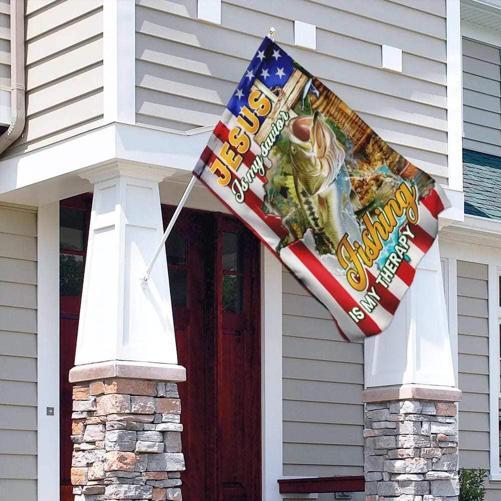 Jesus Is My Savior Fishing Is My Therapy Christian Religious Garden Flag Jesus Is My Savior Fishing Is My Therapy Christian Religious Garden Flag