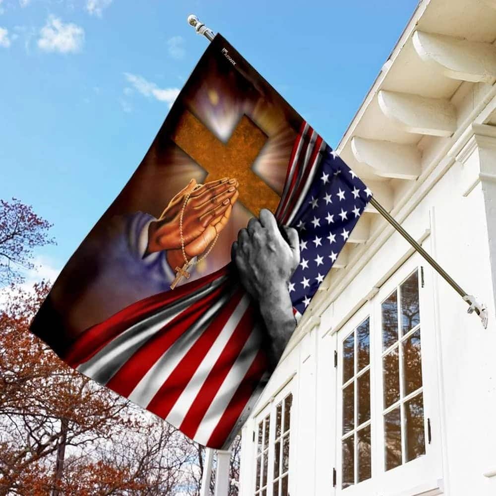 Jesus Hand Prayer Cross American US Christian Religious Garden Flag Jesus Hand Prayer Cross American US Christian Religious Garden Flag