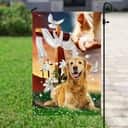 Jesus Hand The Lilies And Dog Golden Retriever Christian Religious Garden Flag Jesus Hand The Lilies And Dog Golden Retriever Christian Religious Garden Flag