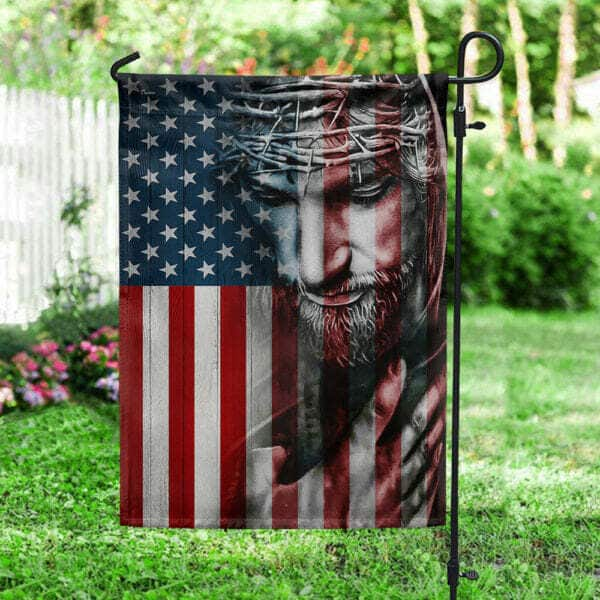 Jesus God American Patriot 4 Of July Christian Religious Garden Flag