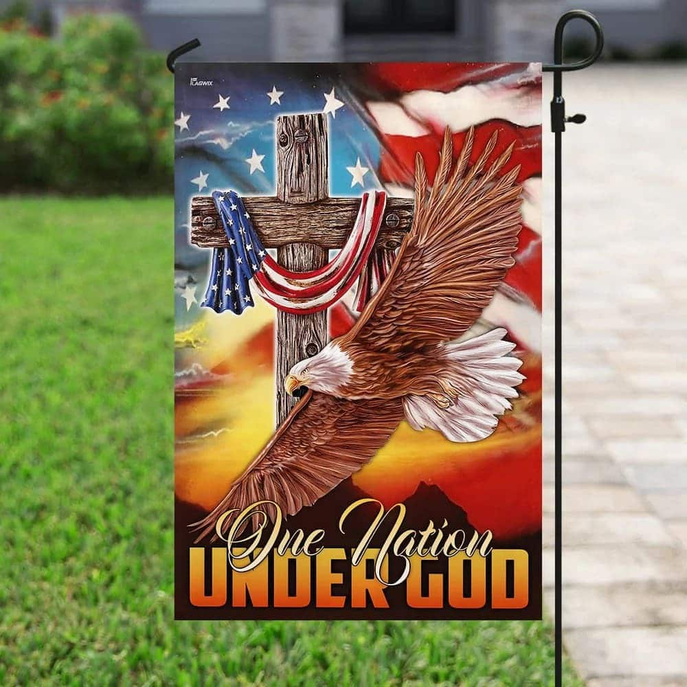 Jesus Cross One Nation Under God Eagle Christian Religious Garden Flag