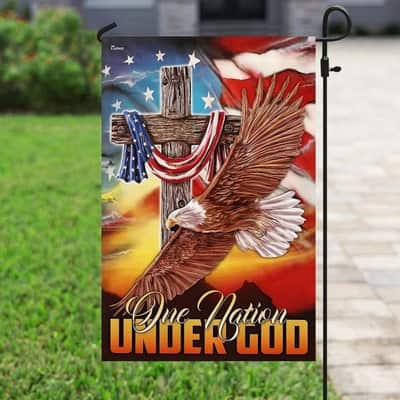 Jesus Cross One Nation Under God Eagle Christian Religious Garden Flag