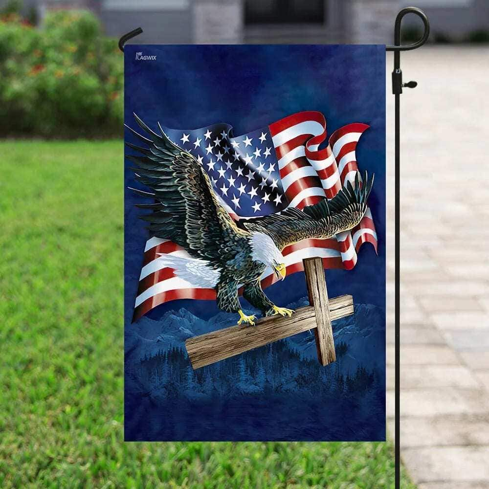 Jesus Cross American Eagle Christian Religious Garden Flag