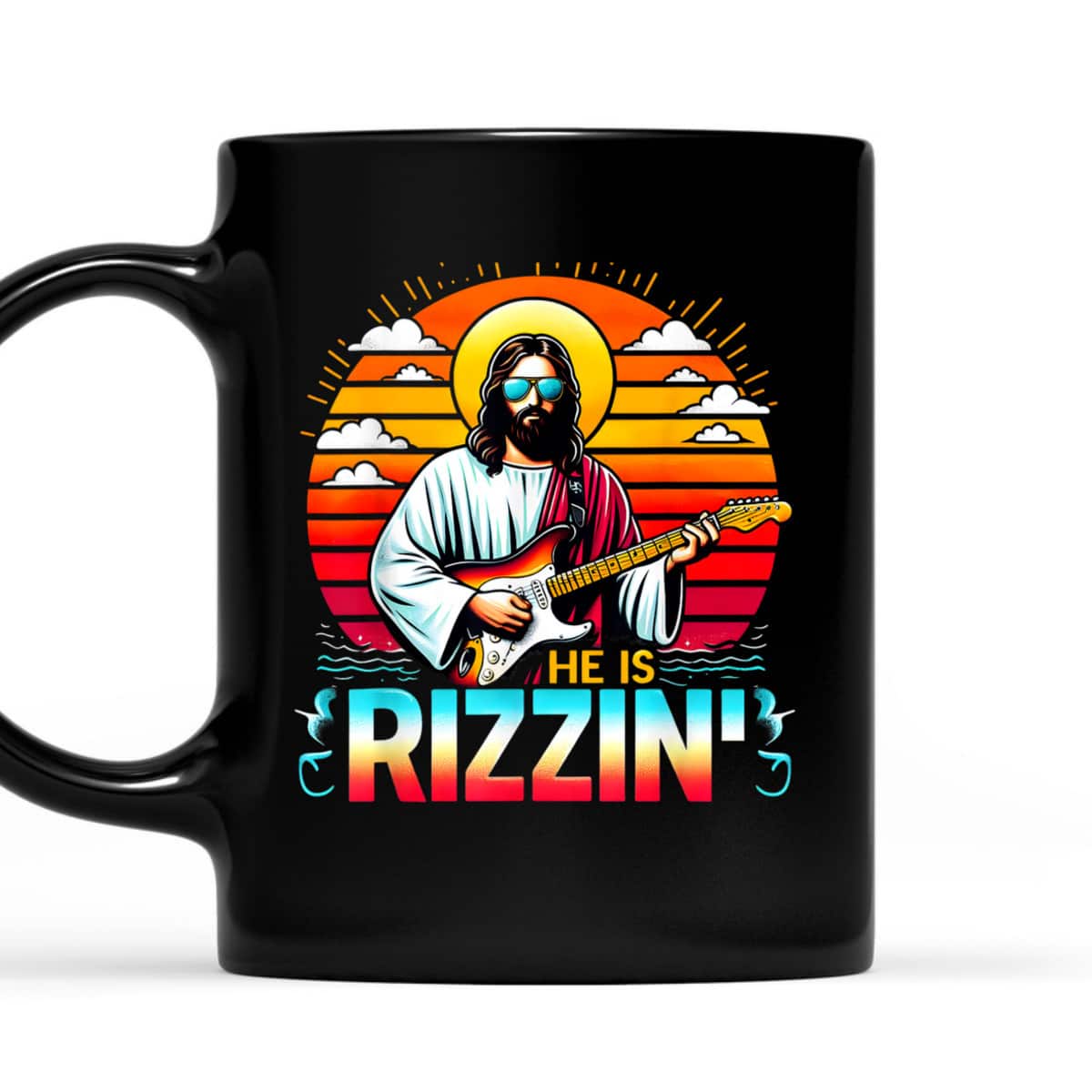 He Is Rizzin Easter Christian Jesus Funny Jesus Guitarist T-Shirt He Is Rizzin Easter Christian Jesus Funny Jesus Guitarist T-Shirt