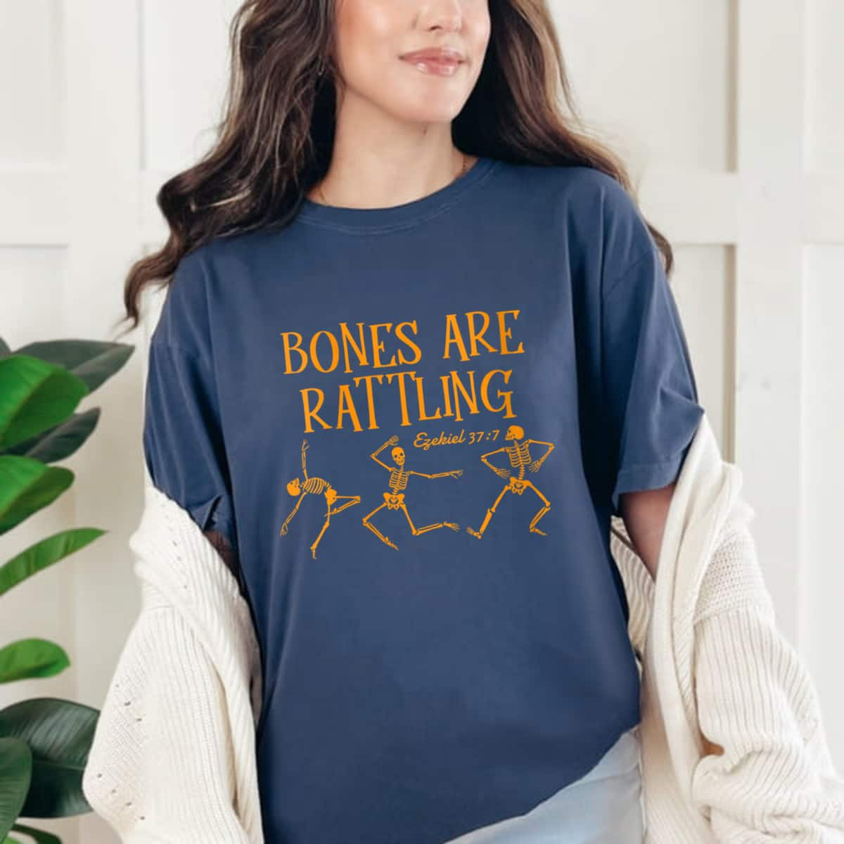 Bones Are Rattling Ezekiel 377 Funny Skeleton Halloween T-Shirt