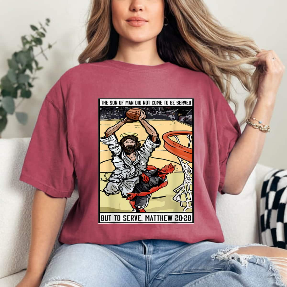 Funny Jesus Christian Playing Basketball Religious T-Shirt