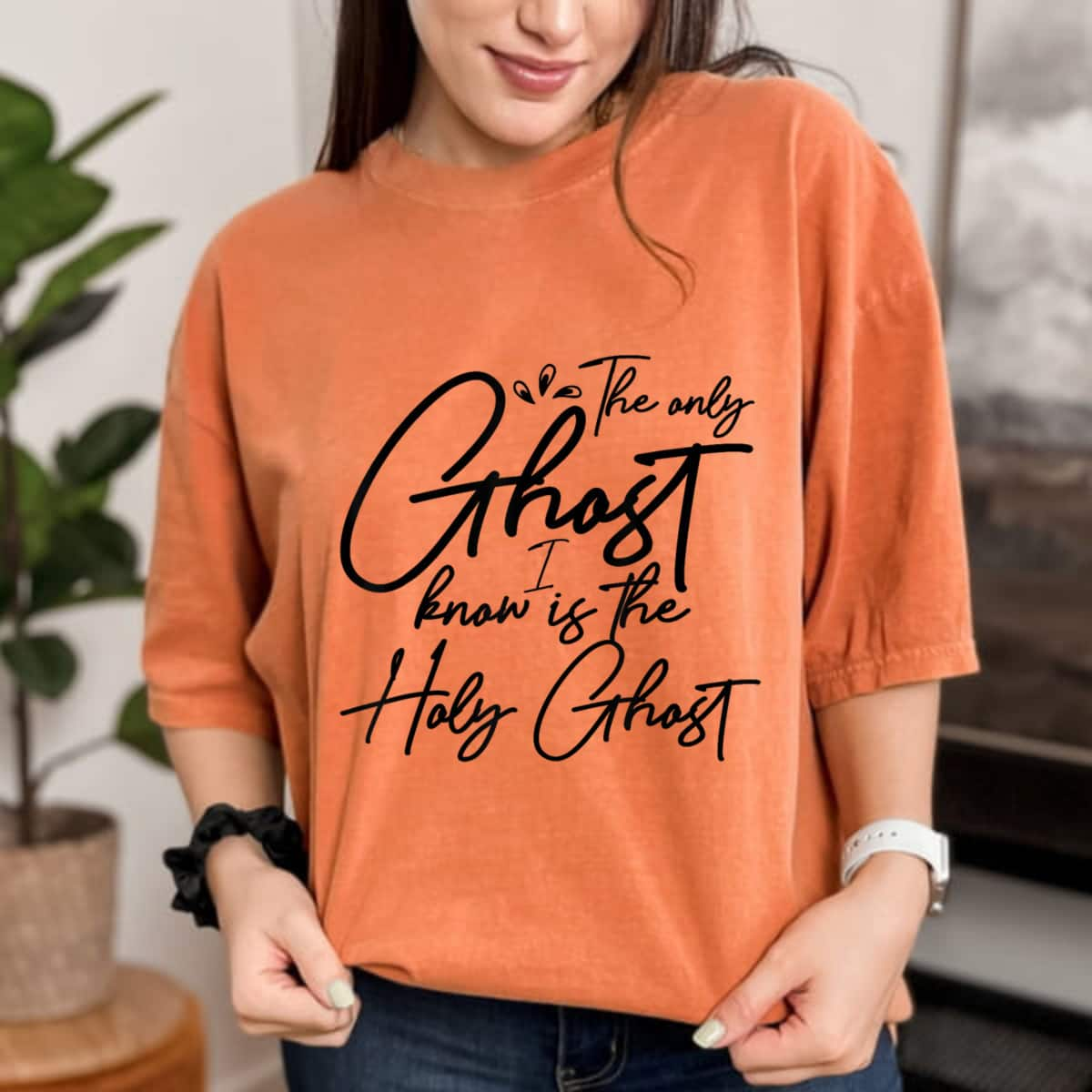 Halloween T-Shirt The Only Ghost I Know Is The Holy Ghost Christian