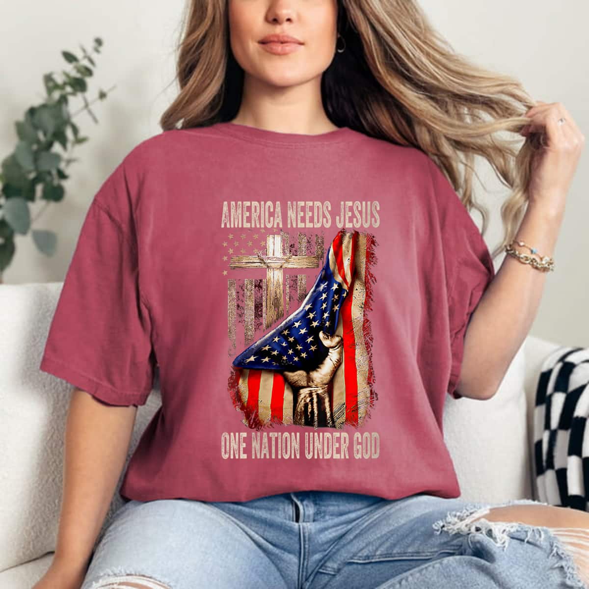 America Needs Jesus One Nation Under God American Flag T-Shirt America Needs Jesus One Nation Under God American Flag T-Shirt