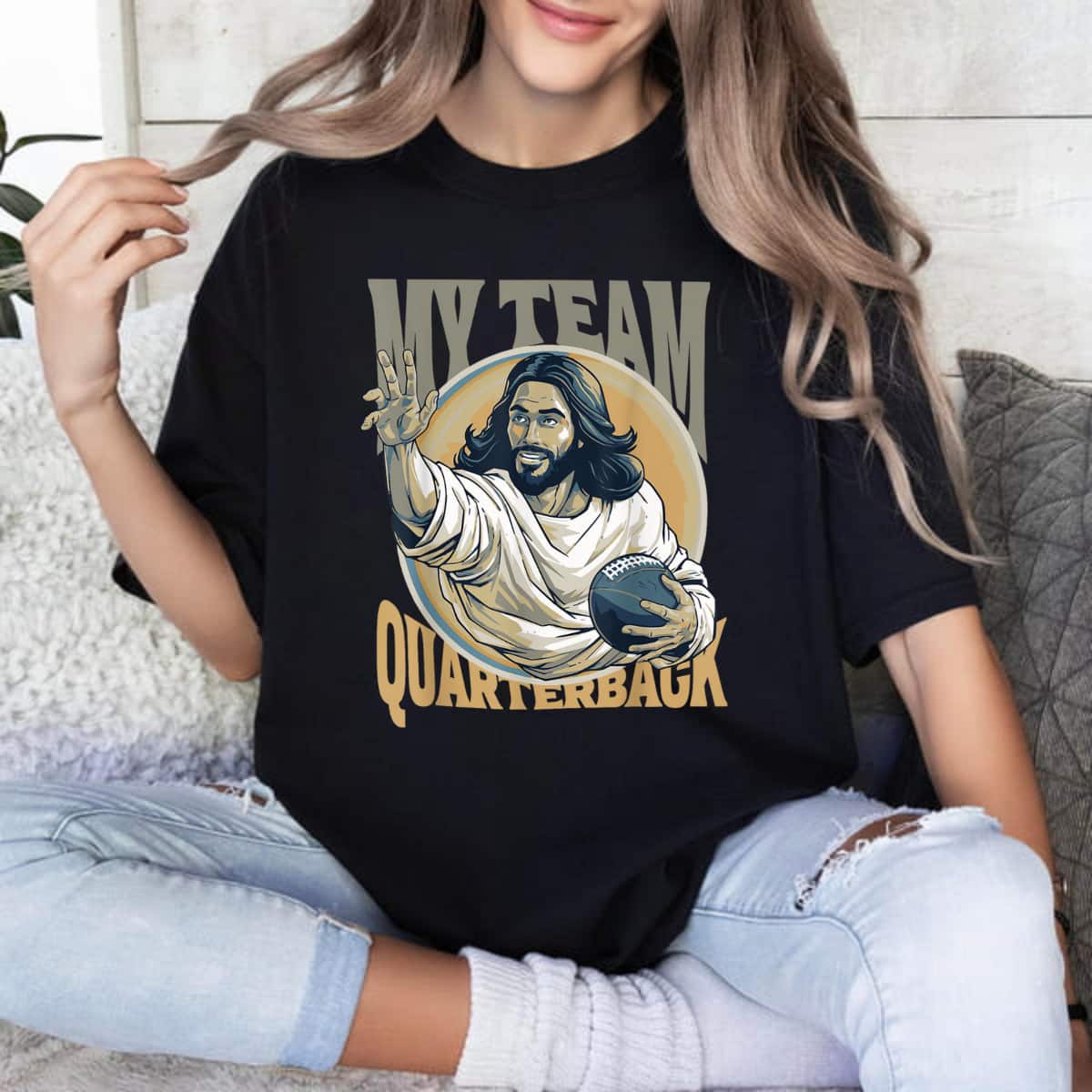 Jesus My Team Quarterback Christian Football T-Shirt Jesus My Team Quarterback Christian Football T-Shirt