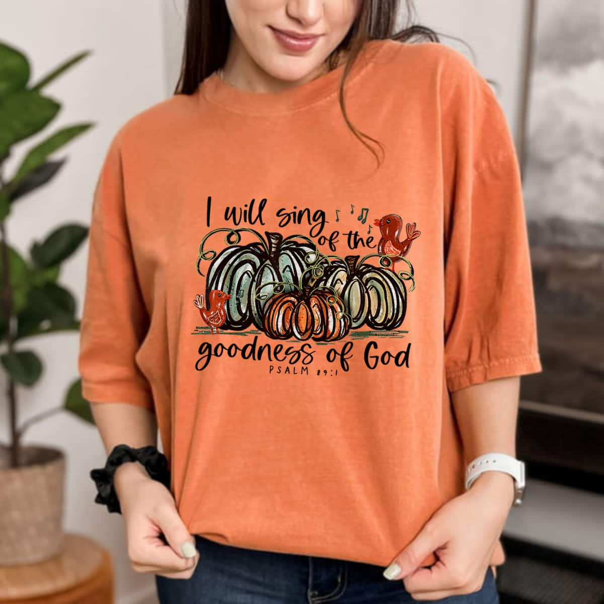 Christian Halloween I Will Sing Of The Goodness Of God Pumpkin T-Shirt