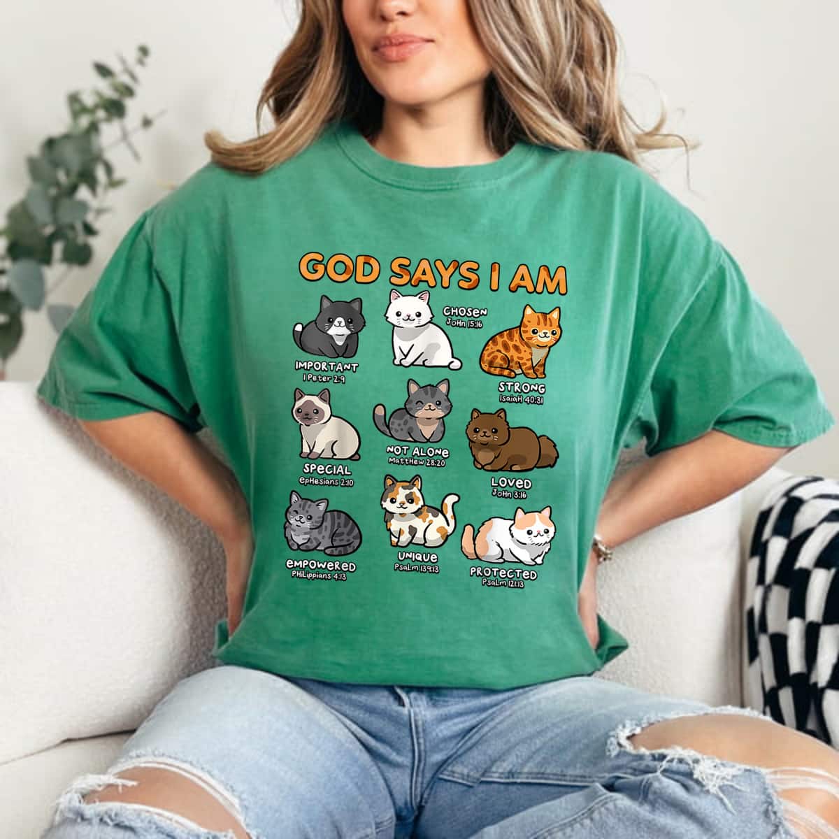 God Says I Am Cat Cute Cats Lover Bible Verse Christian T-Shirt God Says I Am Cat Cute Cats Lover Bible Verse Christian T-Shirt