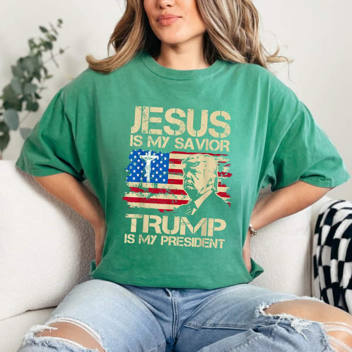 Jesus Is My Savior Trump Is My President Christian T-Shirt Gift