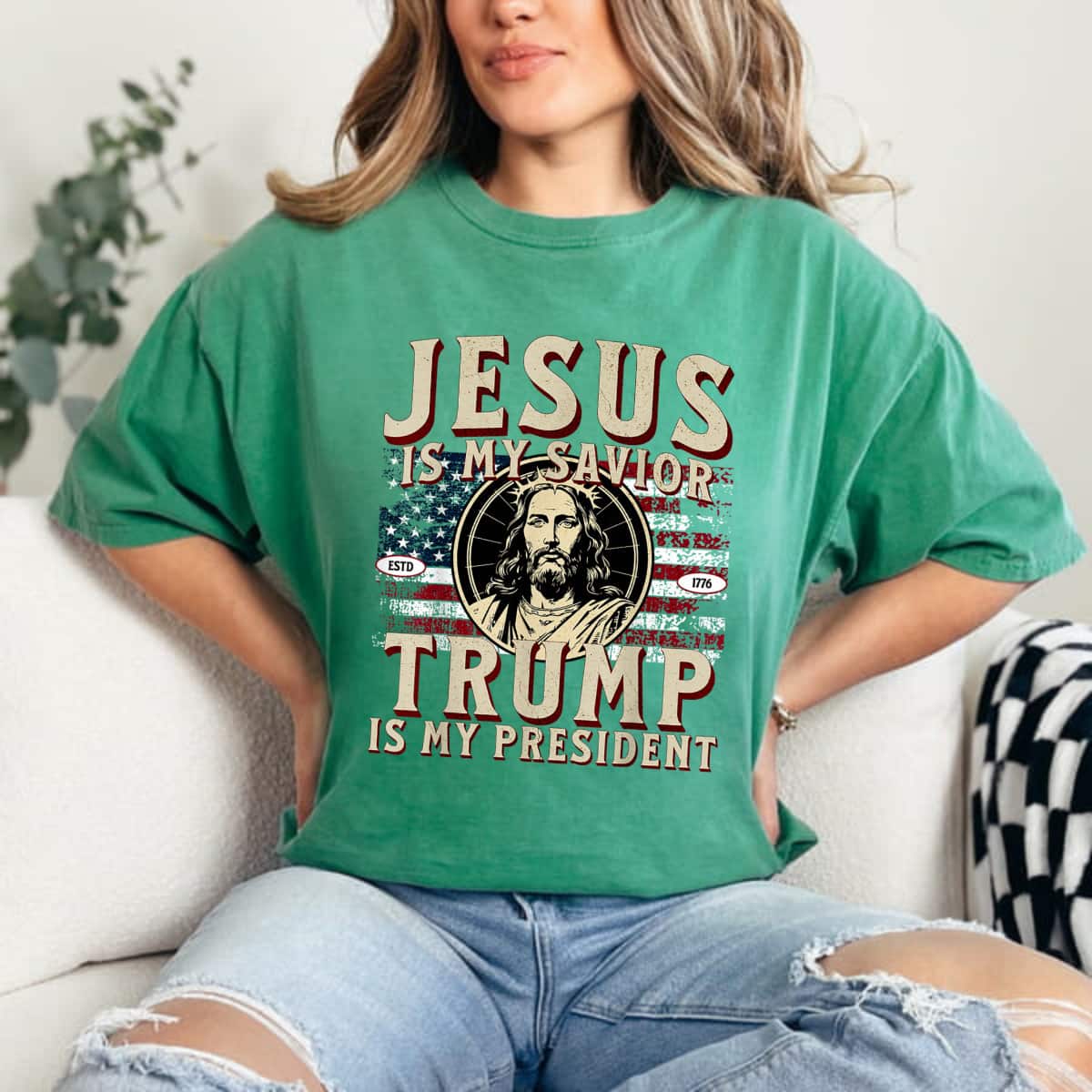 Jesus Is My Savior Trump Is My President American Flag Cross T-Shirt Jesus Is My Savior Trump Is My President American Flag Cross T-Shirt