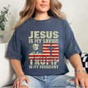 Jesus Is My Savior Trump Is My President American Flag 2024 T-Shirt