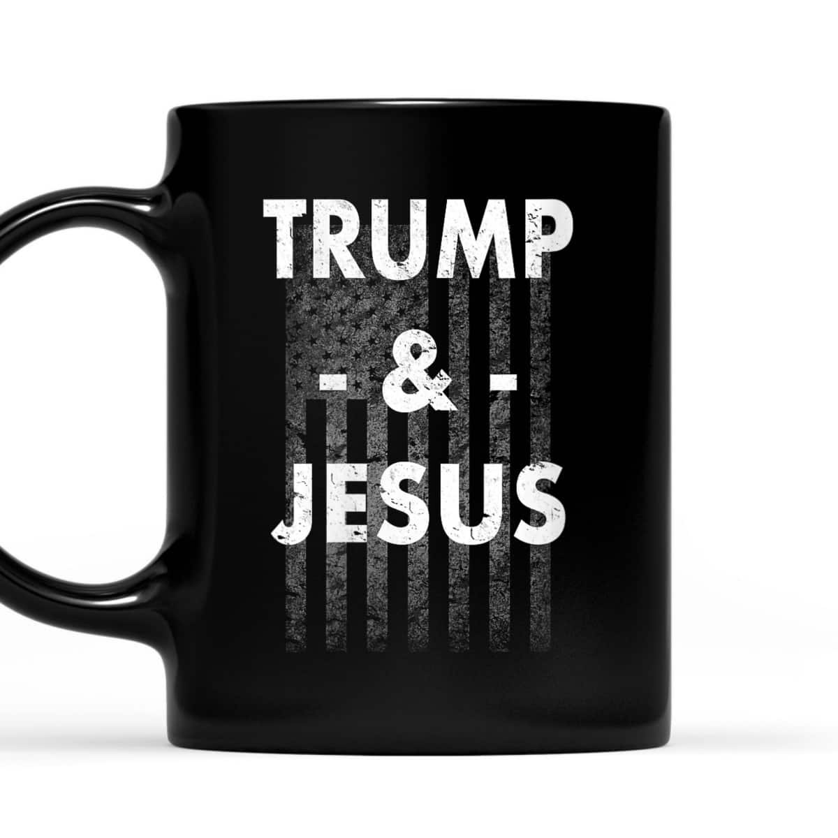 Trump And Jesus Distressed American Flag Political T-Shirt Trump And Jesus Distressed American Flag Political T-Shirt