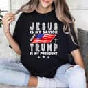 Christian Jesus Is My Savior Trump Is My President 2024 Usa Flag T-Shirt
