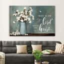 Trust In The Lord With All Your Heart Cotton Flowers In Vase Canvas Wall Art