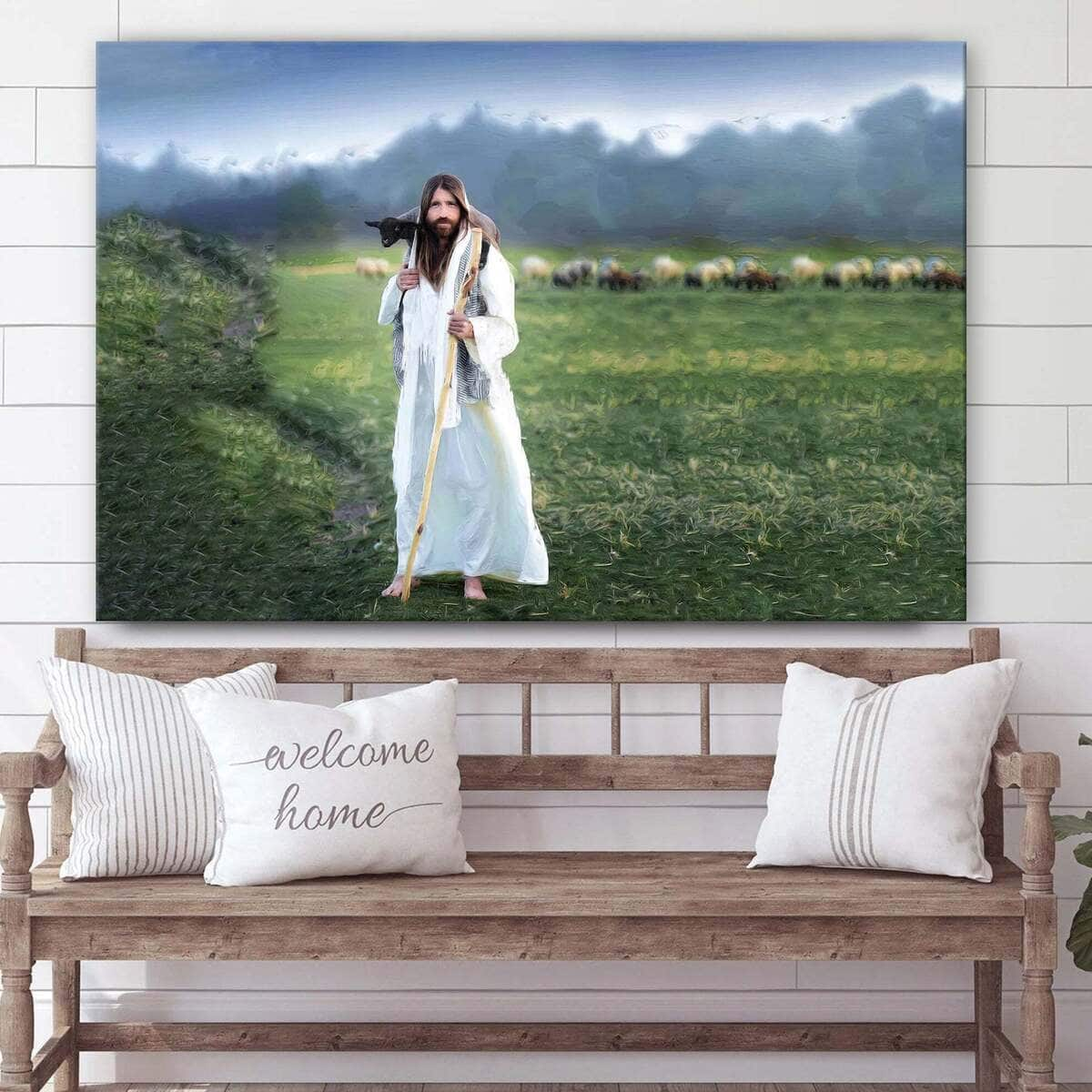 Jesus Carrying Lamb Jesus Christ Art Jesus Christian Canvas Wall Art