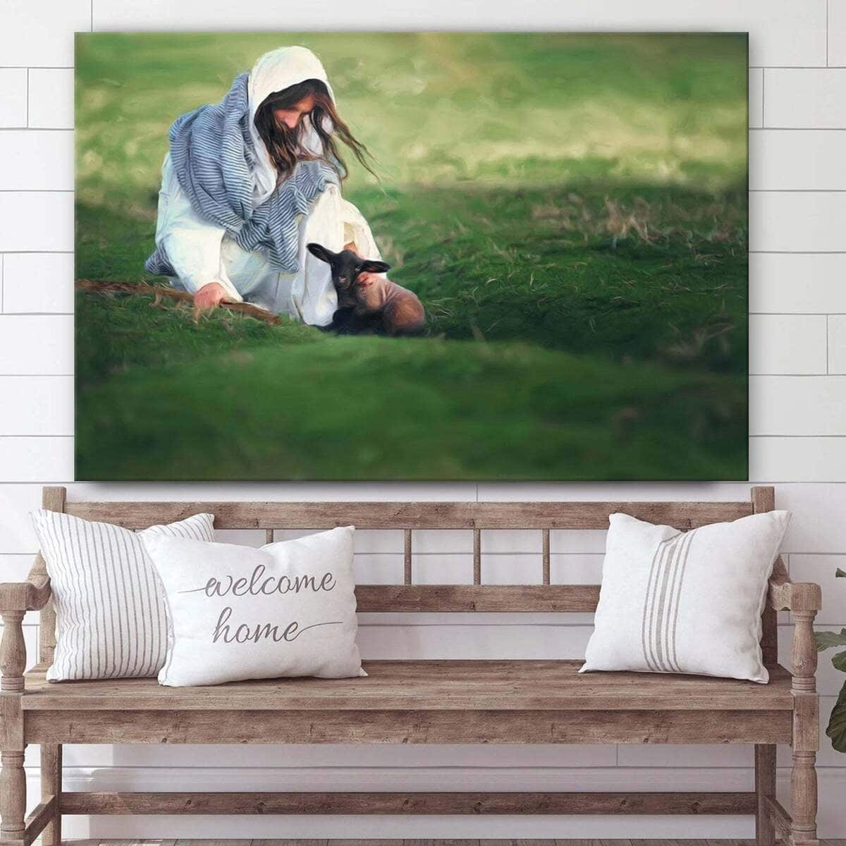 Jesus And The Black Sheep Jesus Christ Art Jesus Christian Canvas Wall Art