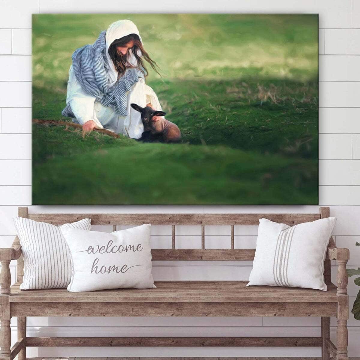 Jesus And The Black Sheep Jesus Christ Art Jesus Christian Canvas Wall Art Jesus And The Black Sheep Jesus Christ Art Jesus Christian Canvas Wall Art