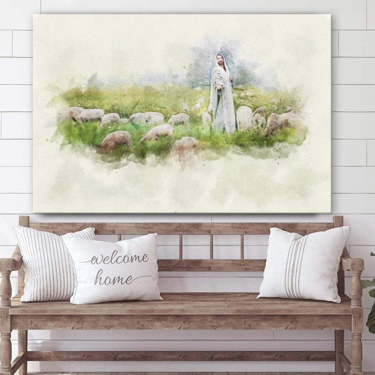 Jesus Stands Among Sheep Jesus Christ Art Jesus Christian Canvas Wall Art