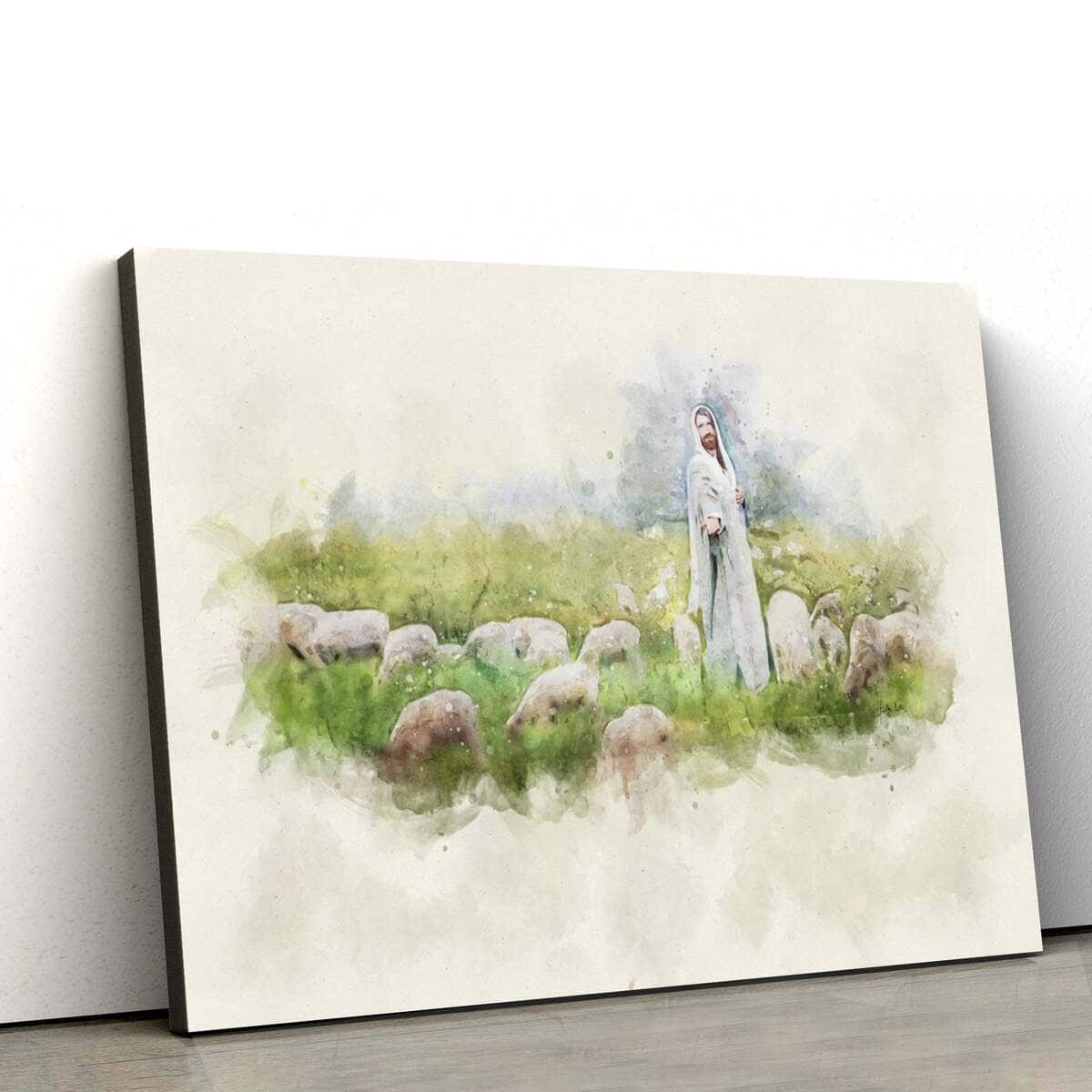 Jesus Stands Among Sheep Jesus Christ Art Jesus Christian Canvas Wall Art Jesus Stands Among Sheep Jesus Christ Art Jesus Christian Canvas Wall Art