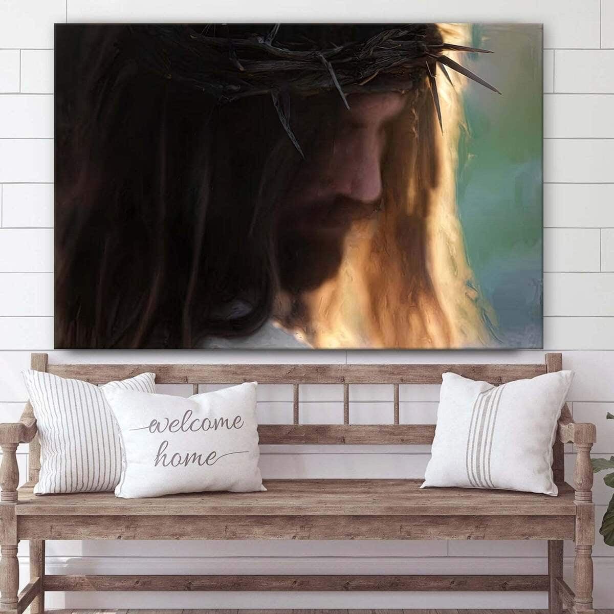 Jesus Christ With Crown Of Thorns Jesus Christ Art Jesus Christian Canvas Wall Art