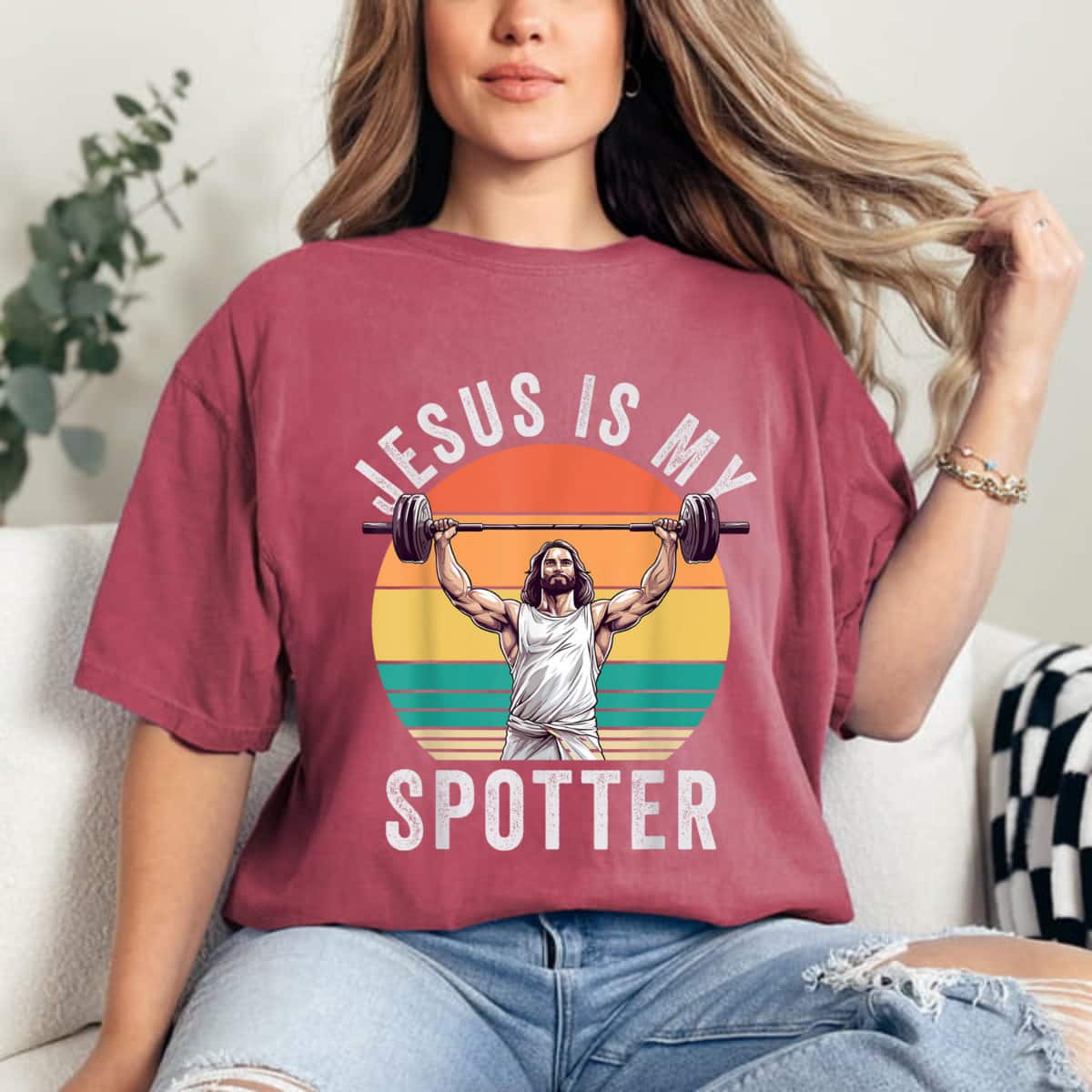 Jesus Is My Spotter Funny Christian Weightlifting Gym T-Shirt Jesus Is My Spotter Funny Christian Weightlifting Gym T-Shirt
