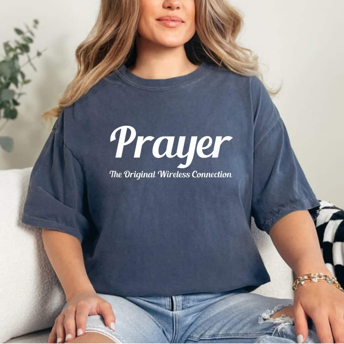 Prayer The Original Wireless Connection Christian Faith T-Shirt