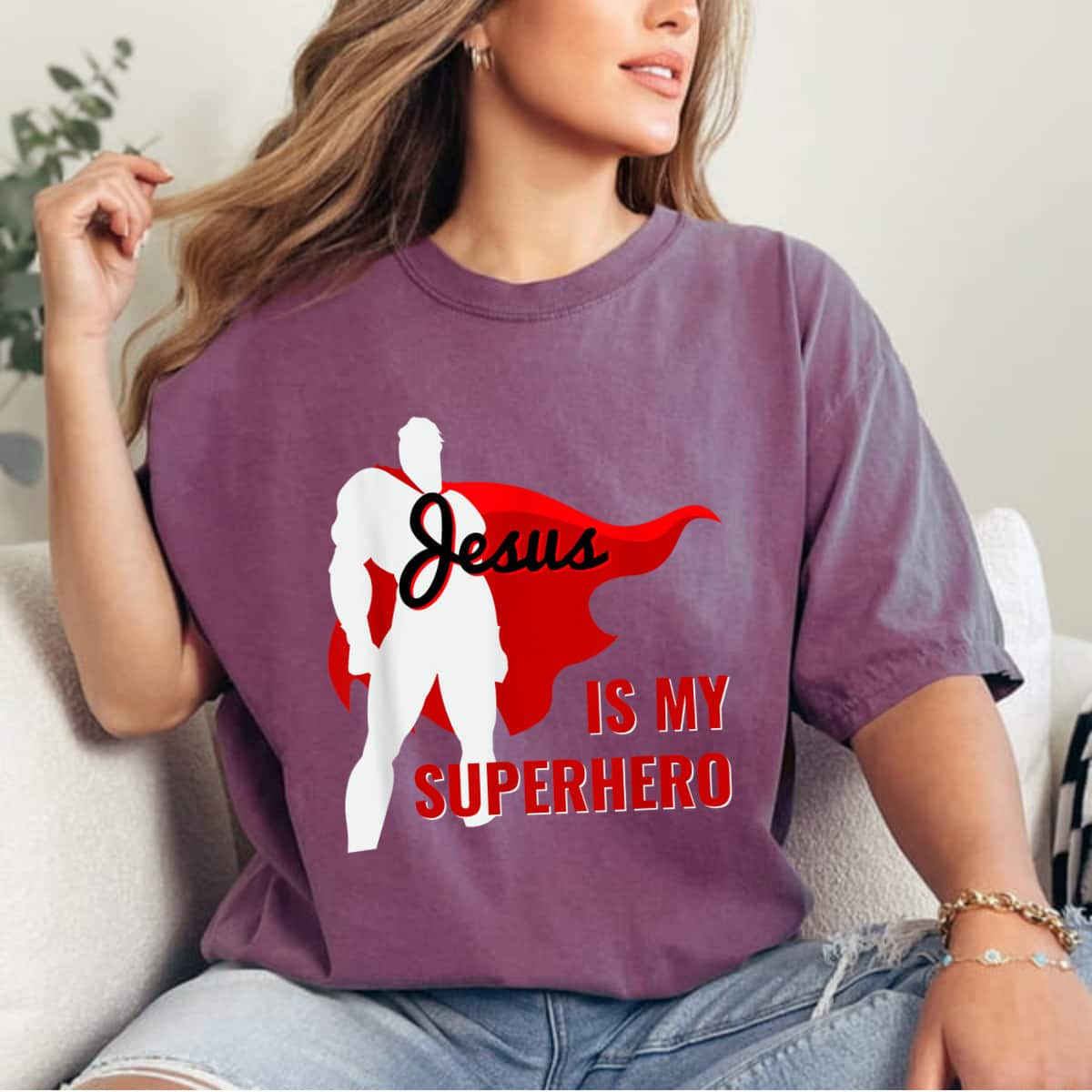 Jesus Is My Superhero Christian Quote Saying T-Shirt